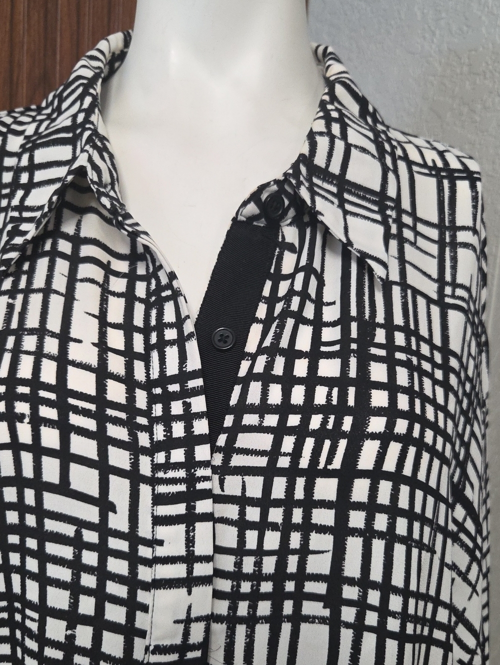 Ava & Viv Black and White Grid Shirt 3xlarge Size [1851] - Picture 4 of 7